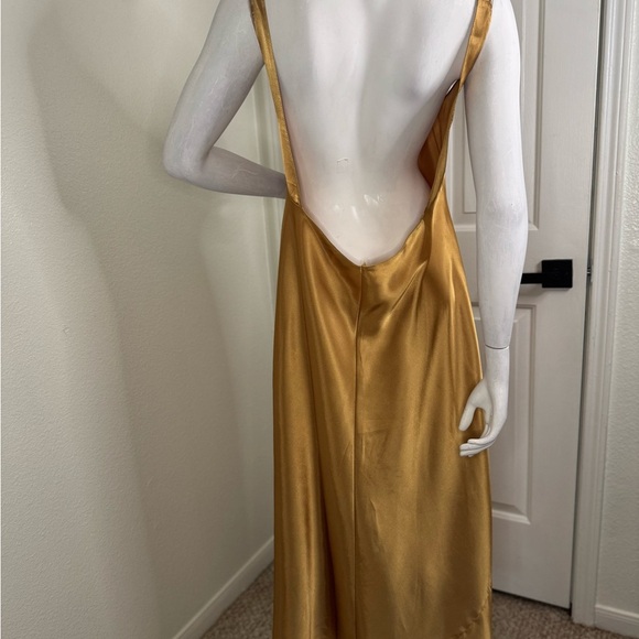 Sophia by Delicates Elegant Gold Satin Gown - Picture 8 of 9
